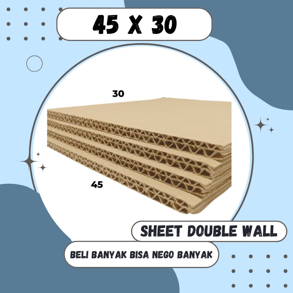 

Kardus Lembaran 45x30 / 45x20 / 45x10 Sheet Polos Double Wall Coklat Karton Warna