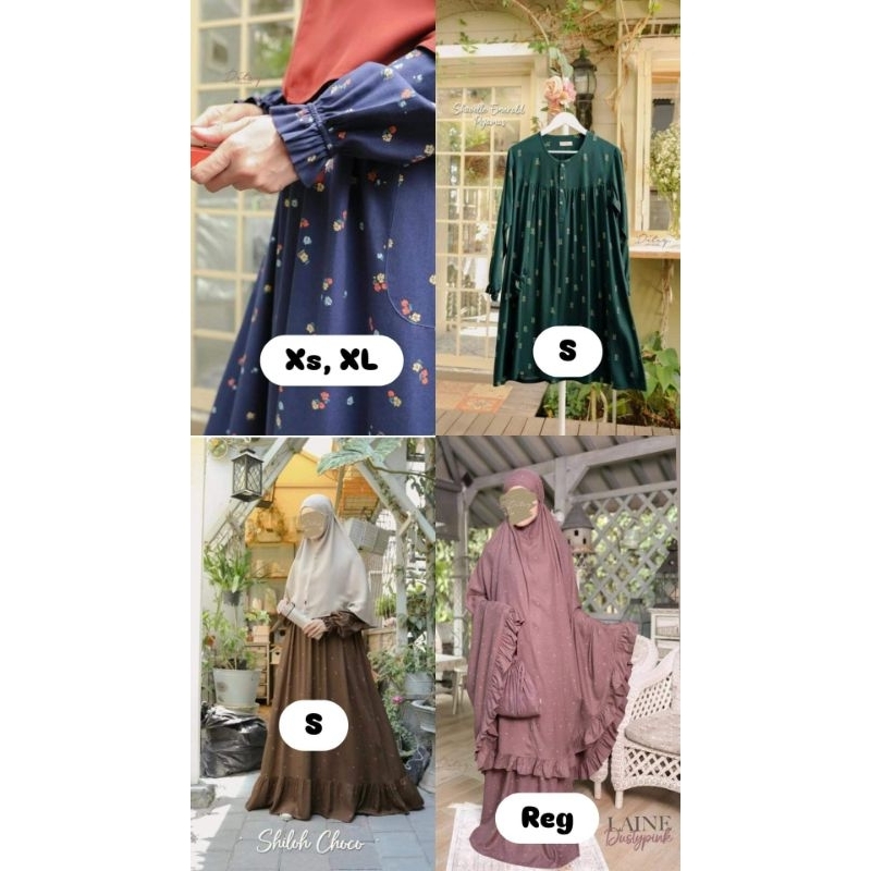 ditsy november shiloh choco, finley darkblue,shavelle emerald pajamas, mukena dustypink,Luana ditsy 