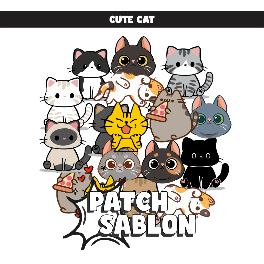 

GANTIBADJOE Sablon Patch DTF Ready to Press - Cute Cat