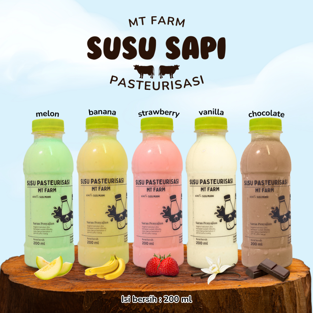 

Susu Sapi Murni Pasteurisasi Siap Minum Aneka Rasa MT Farm 200 ml