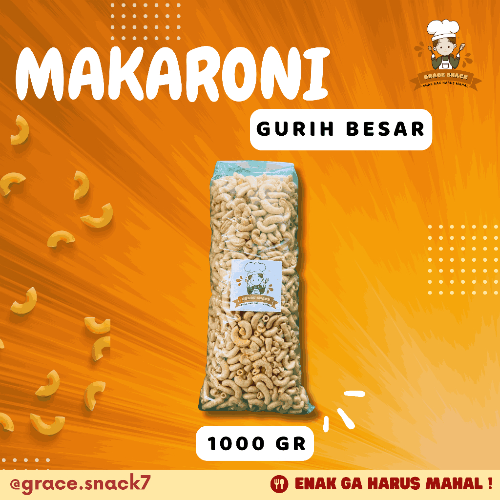 

MAKARONI GURIH BESAR 1 KG - Grace Snack