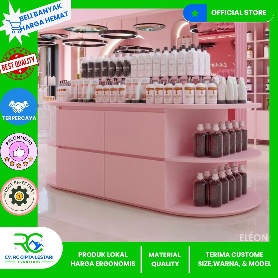 [RC] Rak Display Toko Kosmetik Retail Meja 2 Sisi