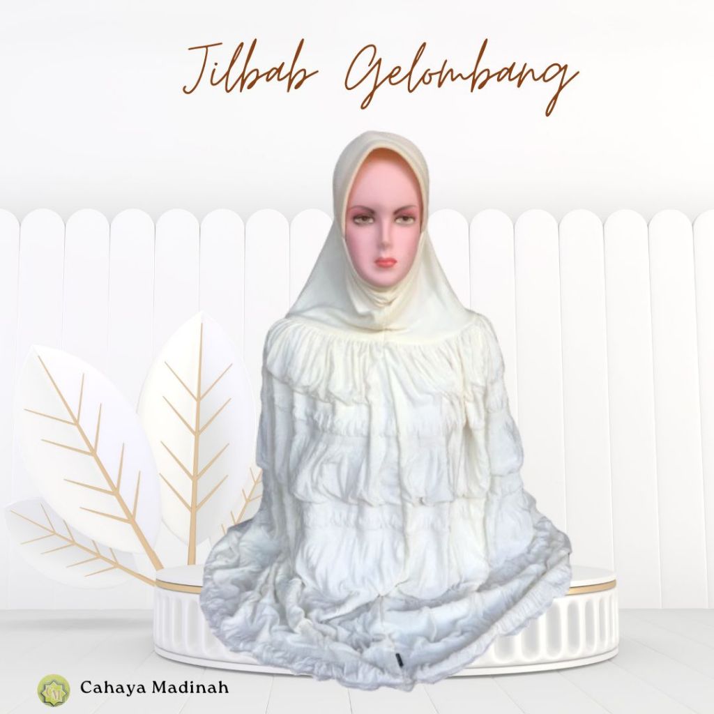 Jilbab Instant Gelombang Baby Doll  / Jilbab Pad Putih Tulang