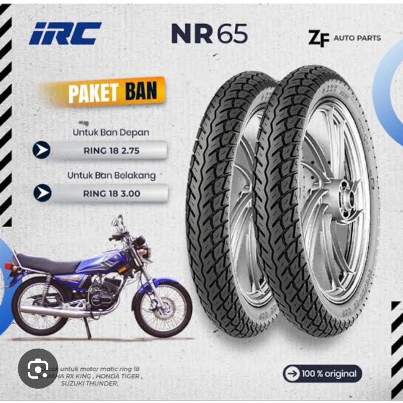IRC ring 18 nr 65 ukuran 275 dan 300 plus ban dalam