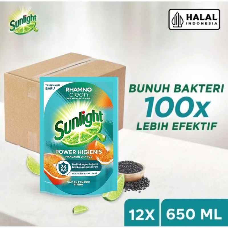 1 Dus 12Pcs Sunlight Habbatussauda Cairan Pencuci Piring 650ML