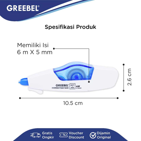 

TBMO GREEBEL CORRECTION TAPE+REFILL 6MX5MM GCT-602 GB SCS