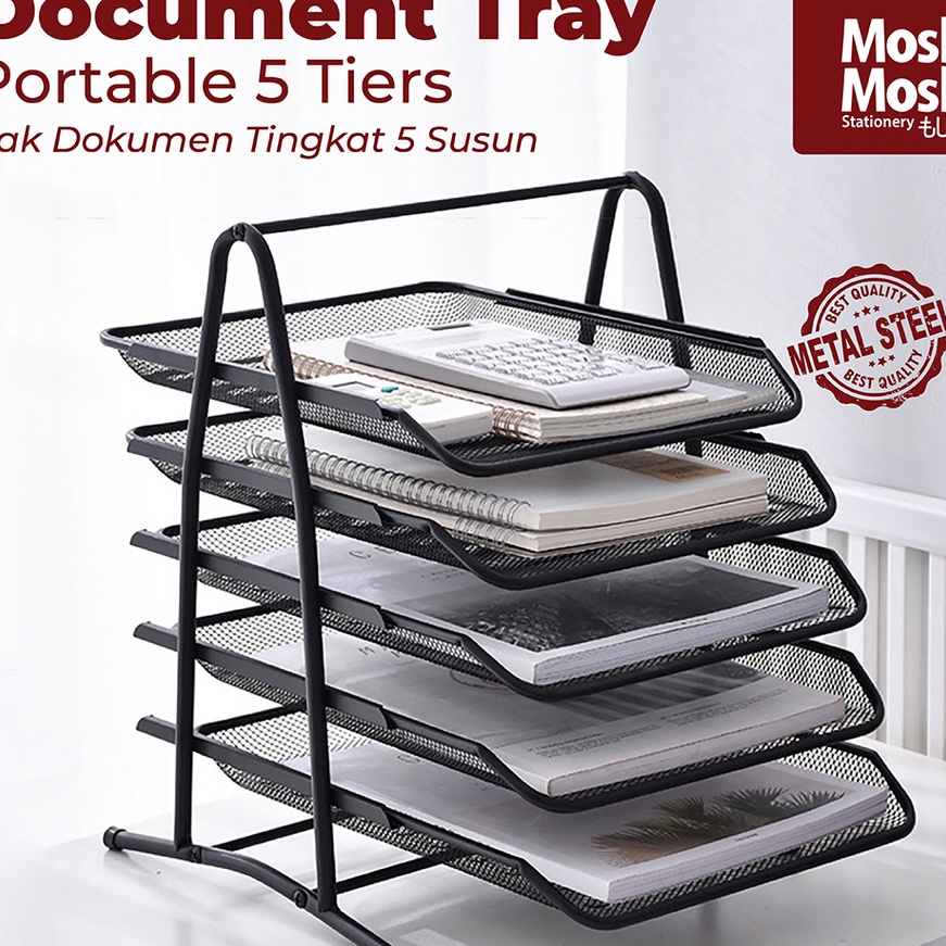 

KI3 Document Tray Desk Storage Foldable 5 Tiers Rak Kes File Dokumen 5 Susun Jaring Besi