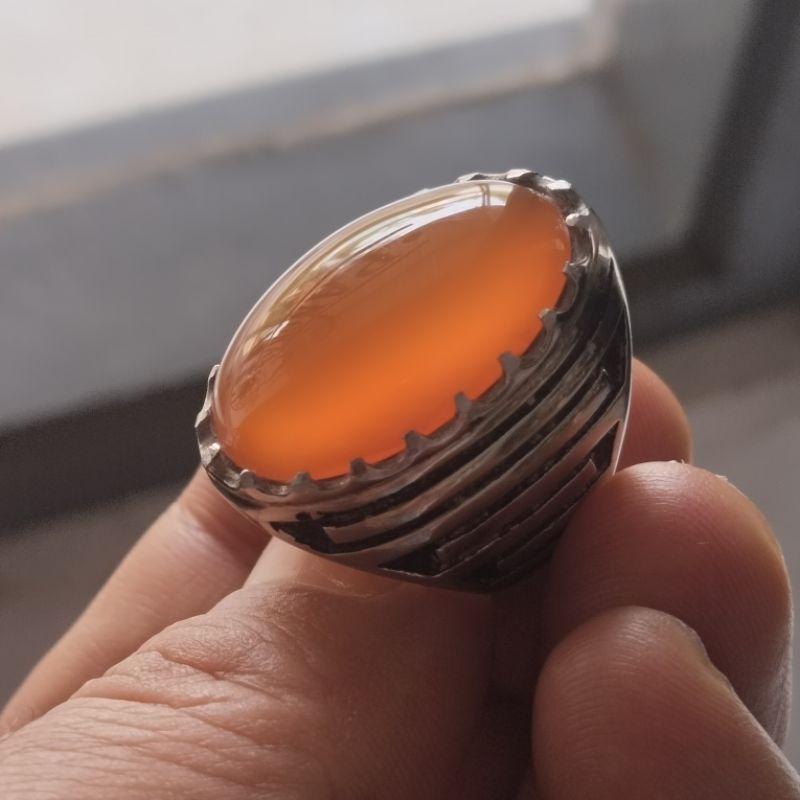 Natural Chalcedony batu anggur cempaka orange origin obi