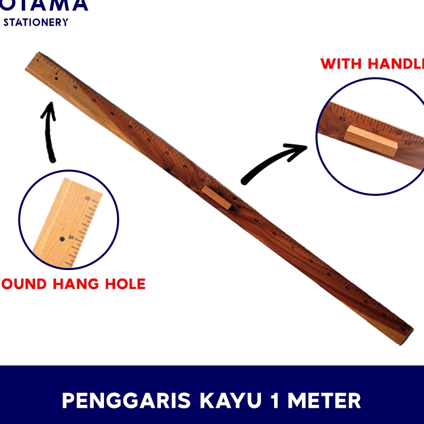

KF7 Penggaris Kayu Papan Tulis Panjang 1 meter 1 cm dengan Handle