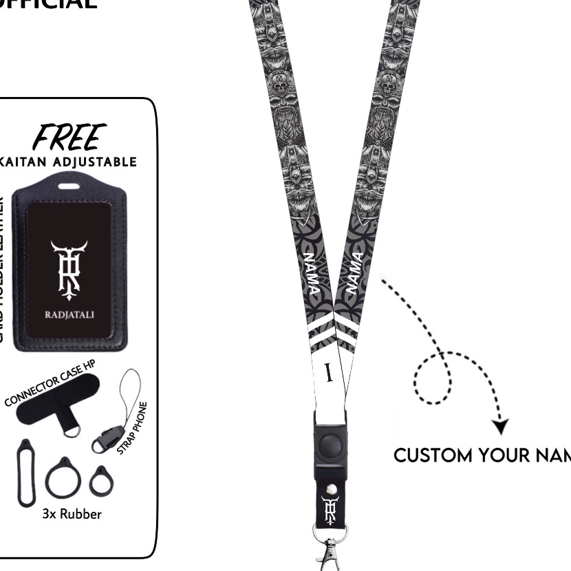 

FG2 Custom Nama Shadow Warrior Series 2cm Request Nama Satuan Gantungan Card holder Full printing 2 sisi Tali Name Tag