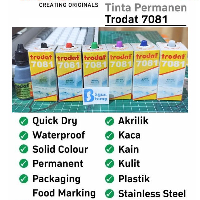 

Wow Tinta untuk plastik kaca keramik PERMANEN Premium Tahan Air TRODAT 7 25ml