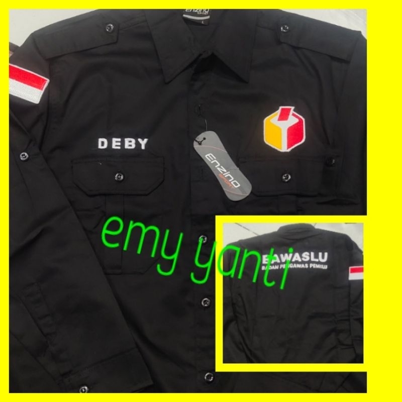 seragam bawaslu /kemeja bawaslu hitam lengan panjang