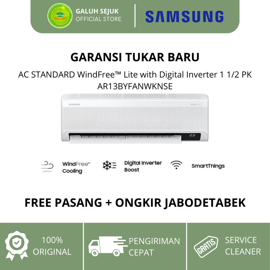 SAMSUNG AC STANDARD WindFree™ Lite with Digital Inverter 1 1/2 PK AR13BYFANWKNSE - AC SAMSUNG 1.5 PK