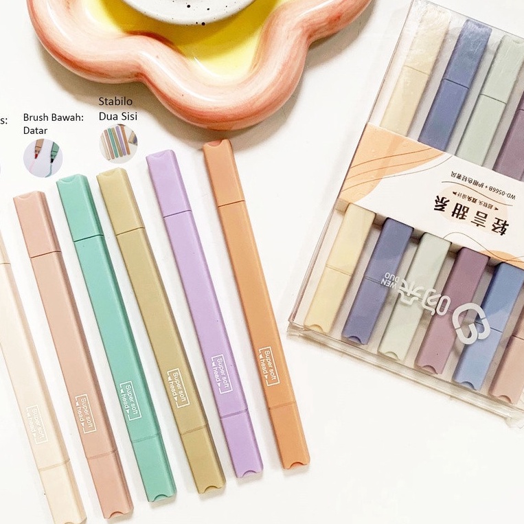 

KF7 Flashee COD Hhlhter Pastel 2 Sisi Marker Dual Double Aestetik Korea 2in1 Sketch Marker Pen Art