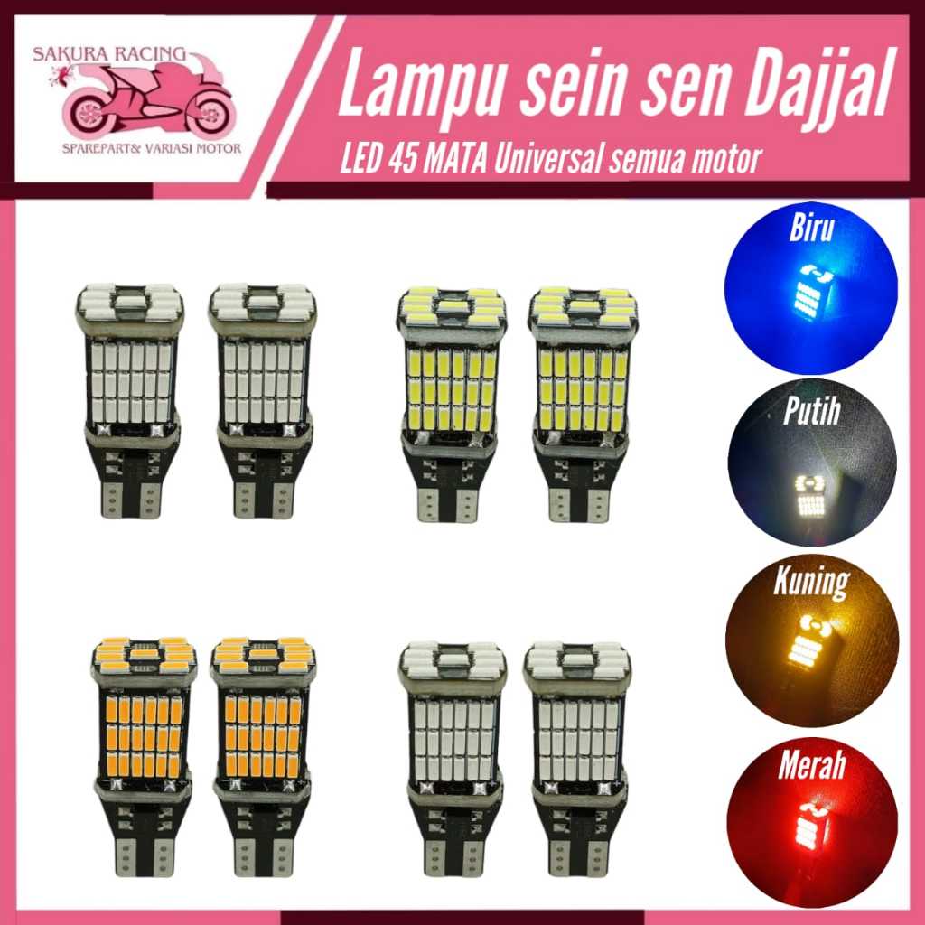 Lampu Sen Dajjal Sein Dajjal motor 45 Mata LED Senja T10 Super terang sepasang Universal Semua Motor