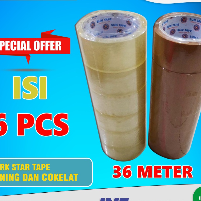 

Cepat Solasi Isolasi Solatip Solatif Lakban Bening Coklat Kuat 45cm x 35m 1 Roll Isi 6 PCS