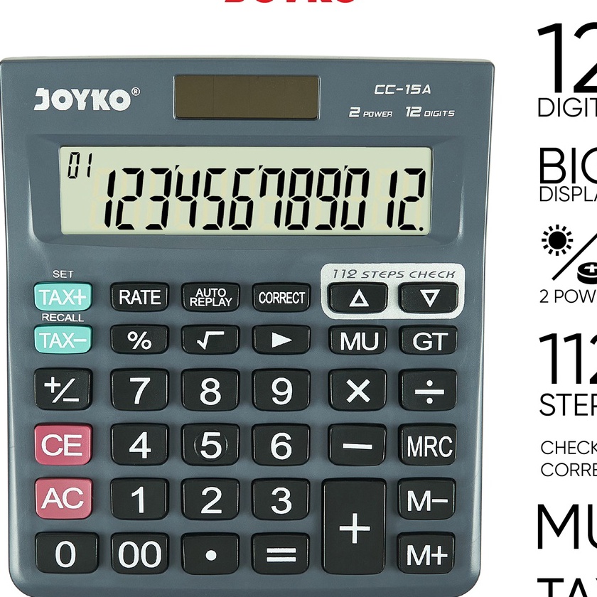 

HJ6 Calculator Kalkulator Joyko CC15A 12 Dits Check Correct
