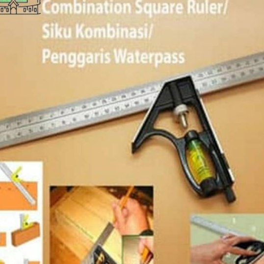 

Gila Penggaris Wateass Siku Kombinasi Combination Square Ruler depan CM Belakang Inci