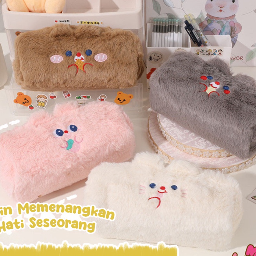 

KF7 Tempat pensil bulu soft cute Tas pensil kosmetik Pouch makeup kecil