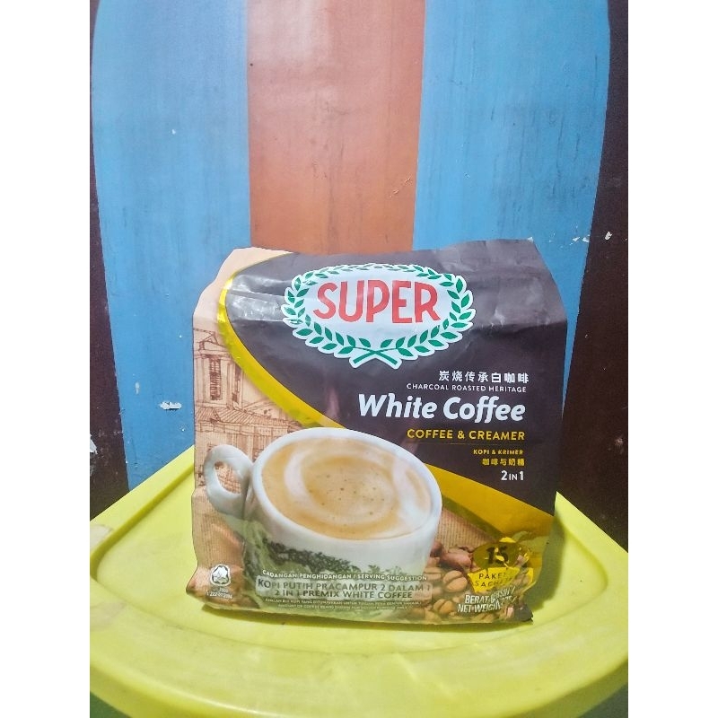 

Super White Coffee Coffee & Creamer (15x25gr) Super Charcoal Roasted Heritage Coffee and Creamer 2 in 1 Kopi Putih Pracampur Kopi dan Krimer