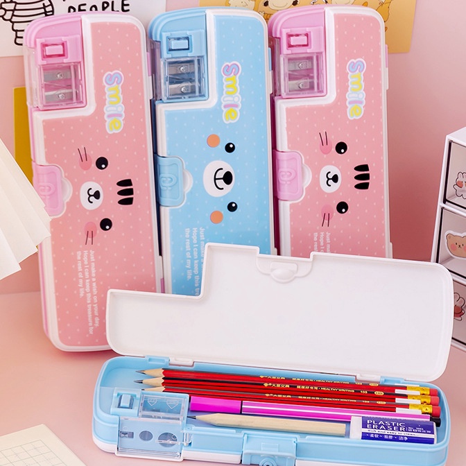 

KP8 Kotak Pensil Pencil Case DoubleLayer Multifungsi Alat Tulis Sekolah Lucu Kapasitas