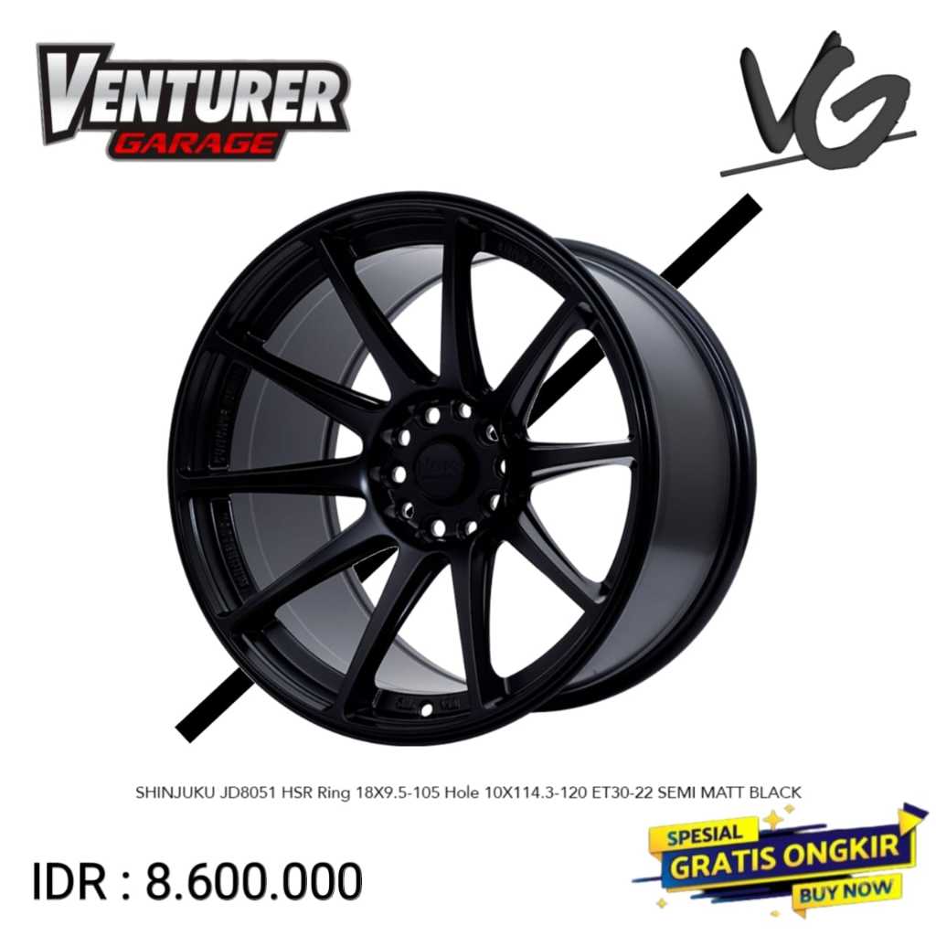 Velg modifikasi celong mobil innova bmw zenix landrover vw murah ring 18 HSR shinjuku hitam malang