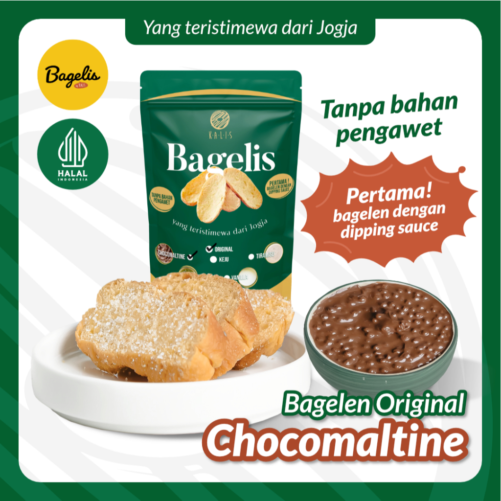 

KALIS BAGELIS ORIGINAL Roti Kering Bagelen Snack | Dipping Sauce Chocomaltine