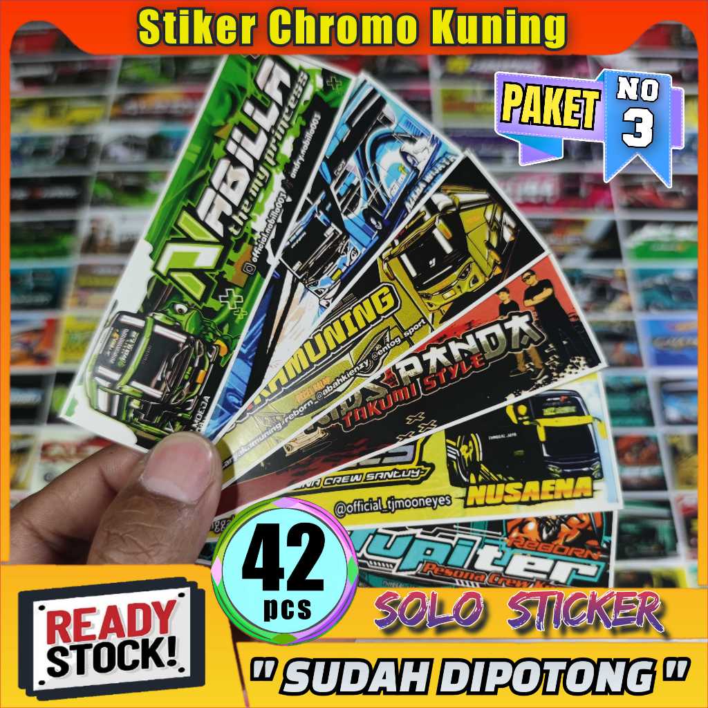 

42pc Stiker Bus Panjang Bahan Chromo Glossy Anti Air SUDAH DIPOTONG Setiker Bus Panjang