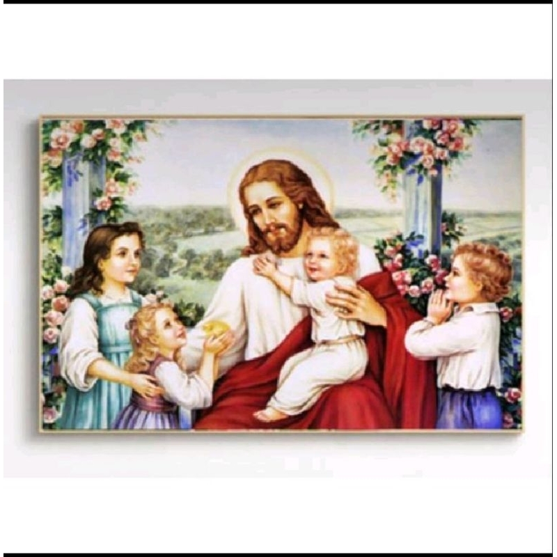 DIY PAKET KRISTIK YESUS DAN ANAK ANAK CROSS STITCH KIT 14CT PAKET MENYULAM SILANG