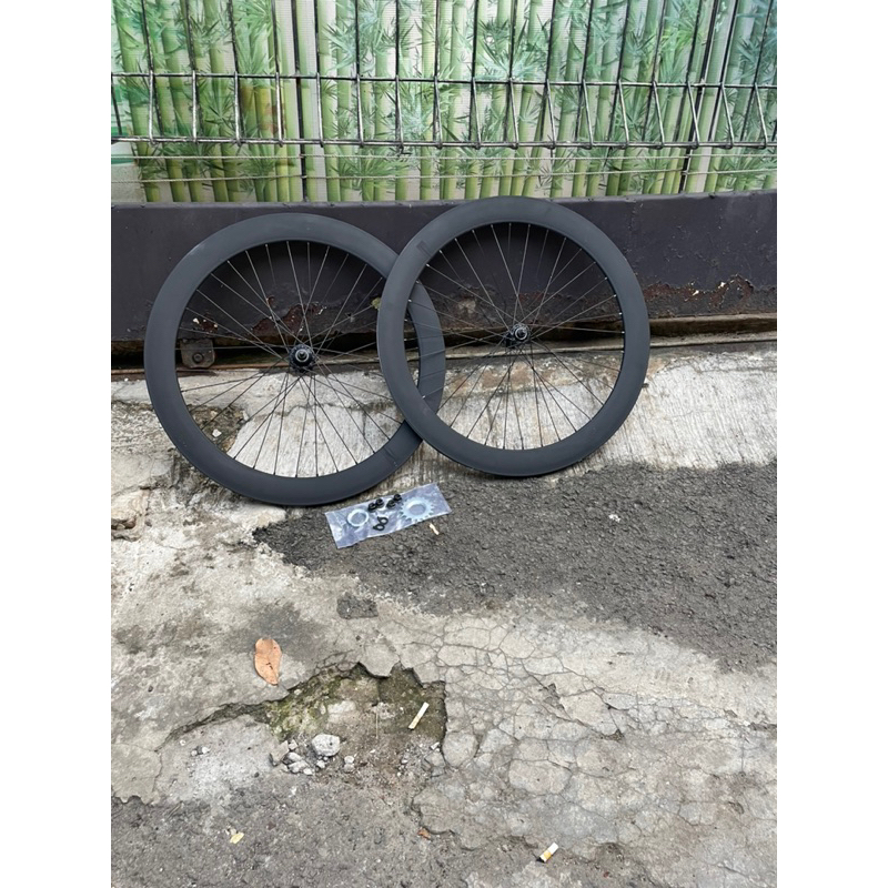 sepasang Wheelset velg sepeda fixie singgel speed Alloy 60mm black doltrap