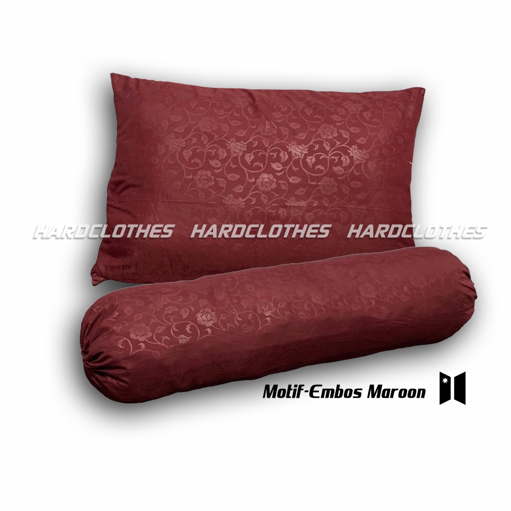 Sarung Bantal Guling Tidur Motif Polos Embos Bunga Bahan Katun Tebal Lembut Dilengkapi Resleting