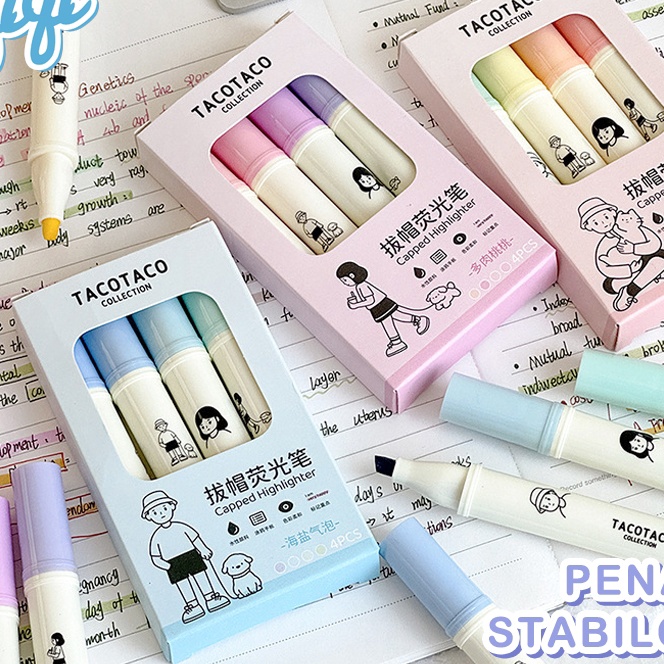 

Cepat stabilo lucu 4pcs 1 set Warna pastel stablio pastel 14MM Qiqi Treasure