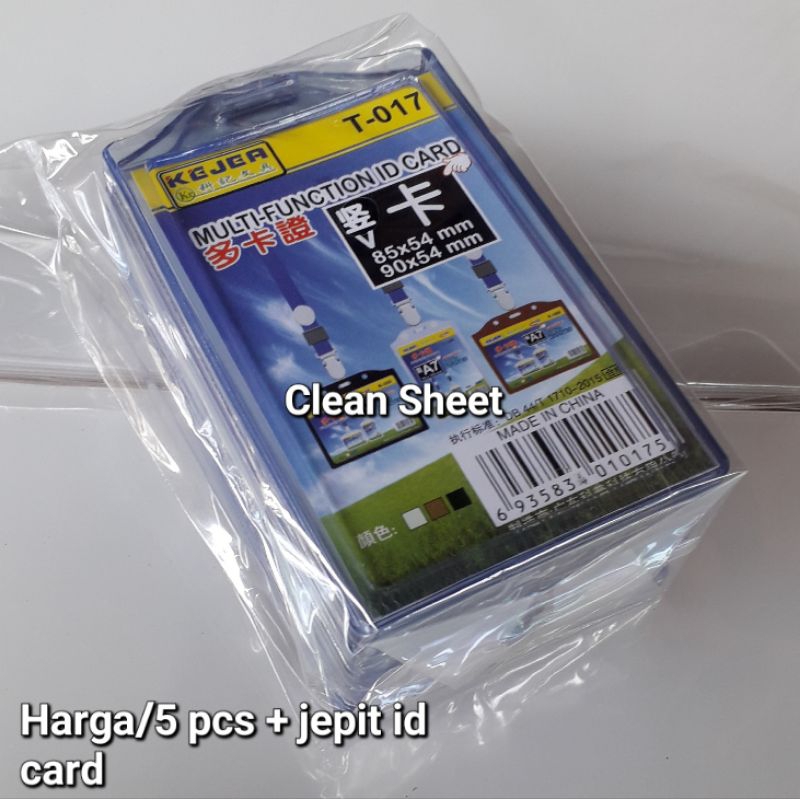 

Id card 2 sisi transfaran + jepitan id card (Harga/5 pcs)