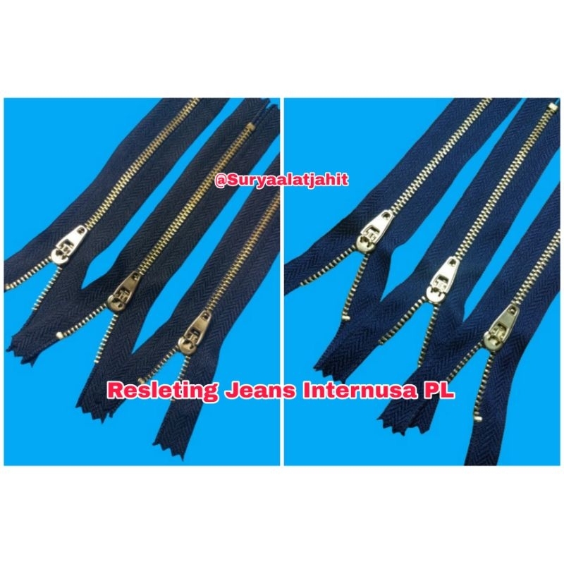 Resleting jeans PL 16in/40cm Gold Internusa =rp.24.800/12pcs