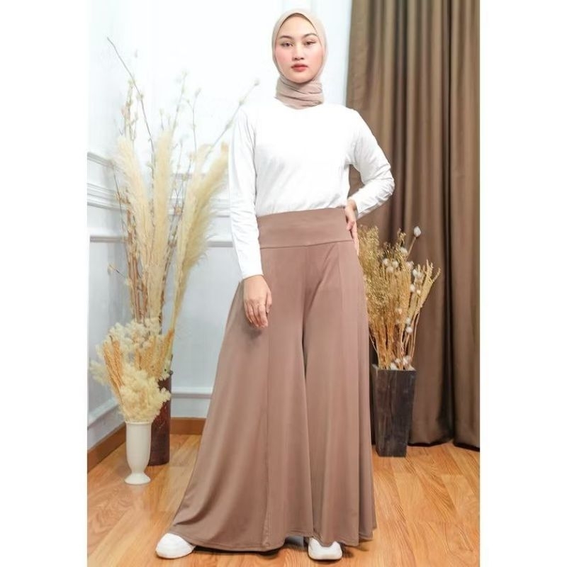 Celana kulot jumbo pinggang full karet JV Hasanah Culottes Jersy Pants