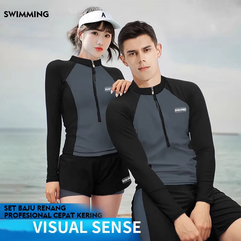 Baju Renang Couple Swimwear Big Size Jumbo  Set 2 Pieces Baju Renang Surfer Girl Baju Pantai Swimsui