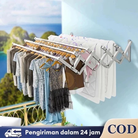 Jemuran Dinding Stainless Steel Jemuran Dinding Lipat Lipat Rak Jemuran Tembok Mudah dipasang Hemat 