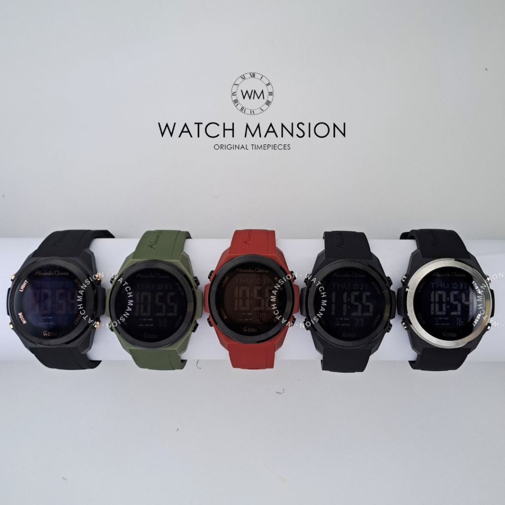 JAM TANGAN UNISEX ALEXANDRE CHRISTIE 9342 AC9342 AC 9342 DIGITAL RUBBER STRAP ORIGINAL GARANSI 1 TAH