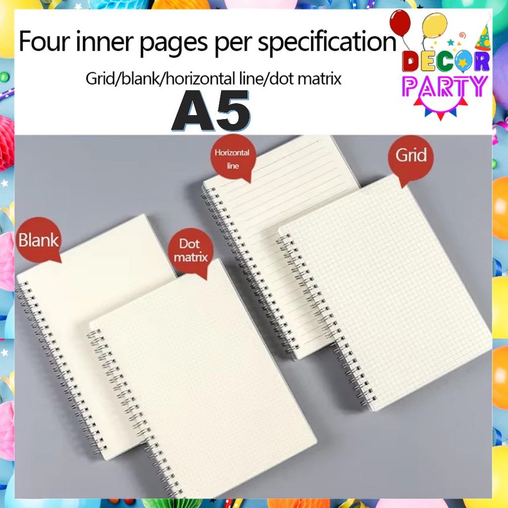 

DP Buku Tulis Catatan A5 Jurnal Notebook isi 50 Lembar Cover Transparan Blank Spiral Notebook Transparant Kotak Garis Polos Titik
