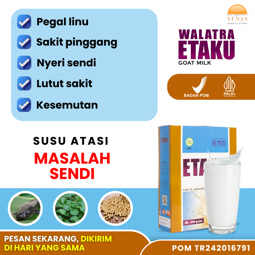 

Etaku Susu Pereda Nyeri Sendi Untuk Anak Dewasa dan Lansia, Susu Pengeroposan Tulang dan Sendi