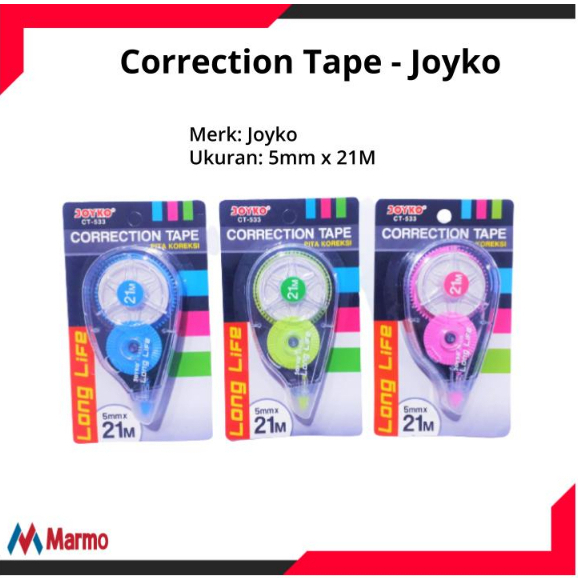 

Correction Tape / Tip - Ex Roll Joyko Ukuran 21m dan 12m