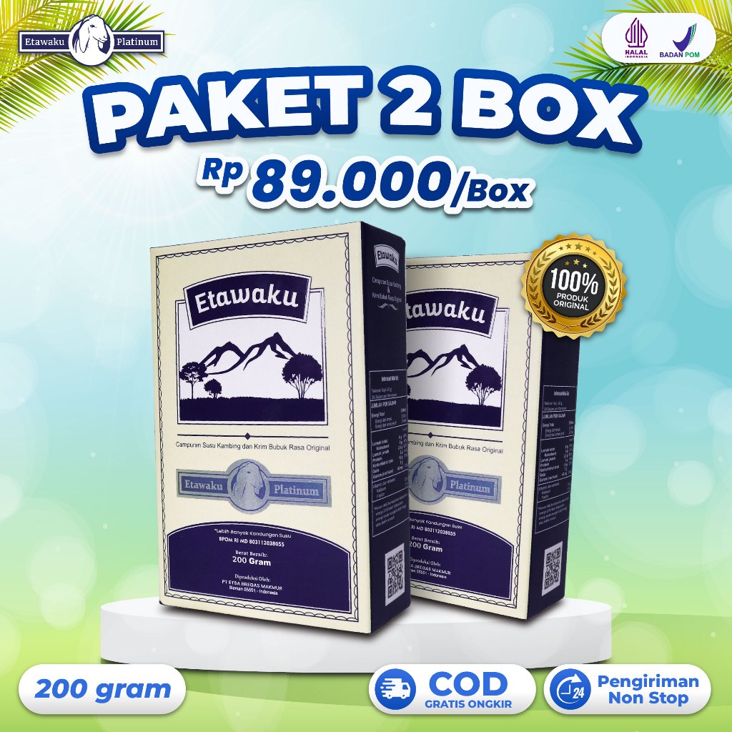 

Susu Kambing Etawaku Paket 2 Box Murni Rendah Gula Bebas Pengawet Efektif Atasi Masalah Peernafasan Nyeri Sendi & Tulang