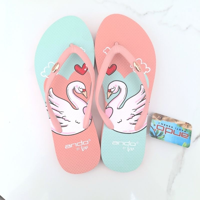 NEW  ANDO ORIGINAL Ando Swan sandal jepit Ando sandal jepit motif angsa