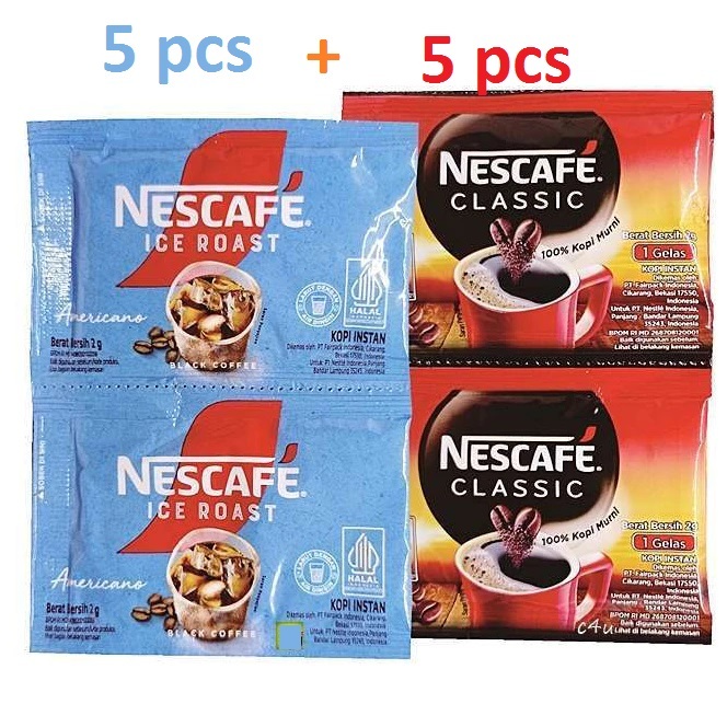 

NESTLE NESCAFE Ice Roast 5 pc dan NESCAFE Classic 2 gram 5pc Renceng bundling DUO 10pc