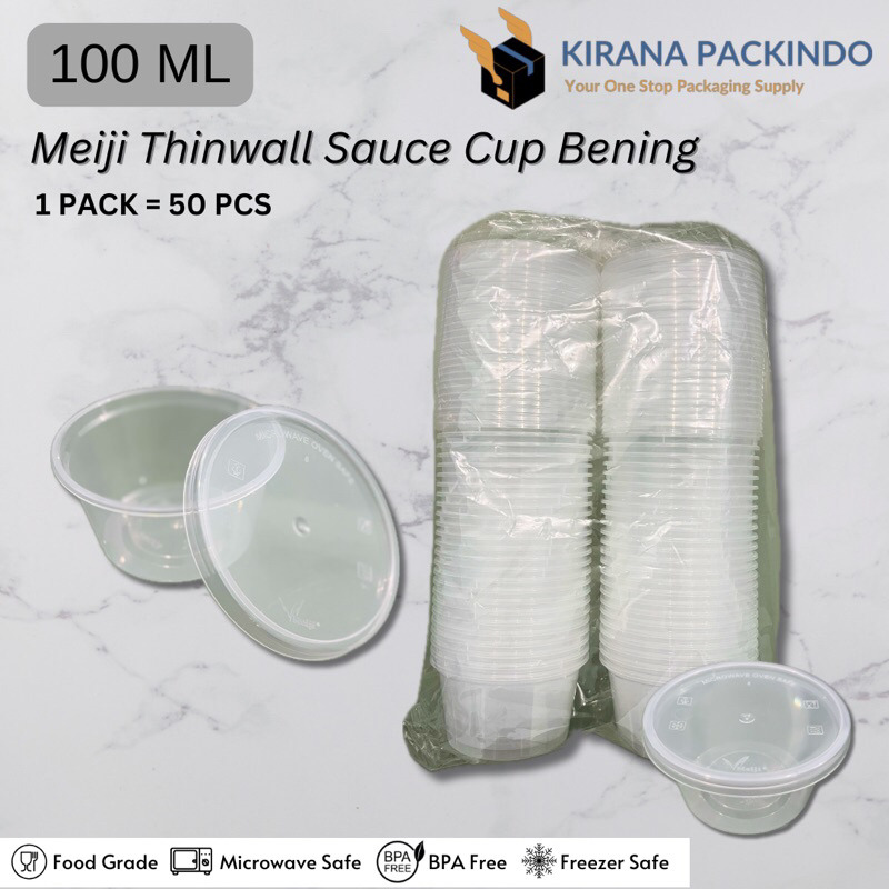 Meiji Thinwall SAUCE CUP 100ML 200ML - isi 50pcs Tempat Saus Sambal Pudding Selai