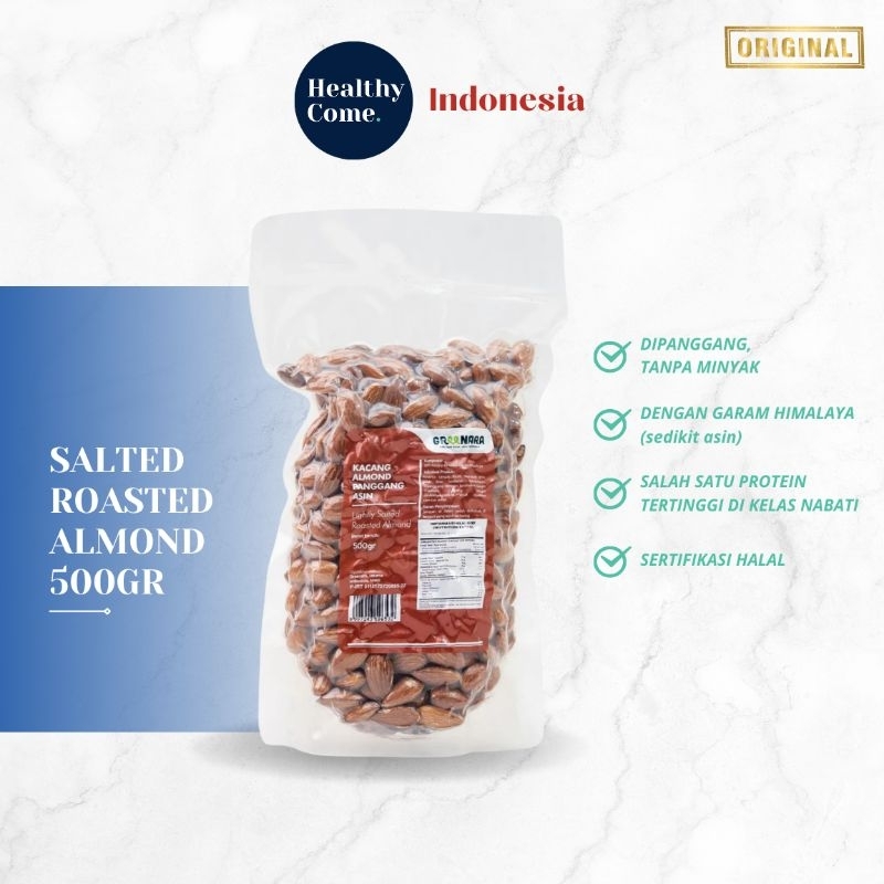 

Kacang Almond Panggang Asin / Lightly Salted Roasted Almond 500gr | Greenara