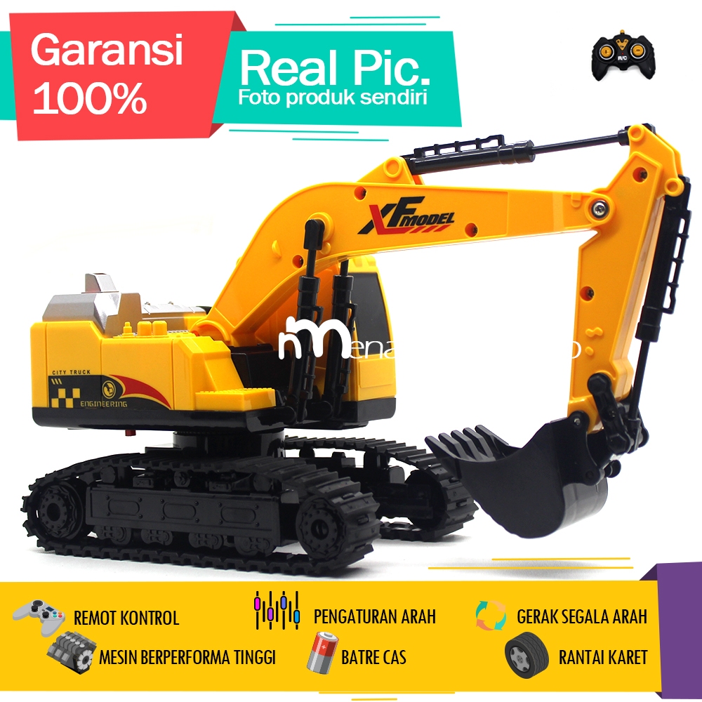 Mainan Mobil Remot Kontrol Rc Beko Excavator XF Concept Asep LED 2,4Ghz