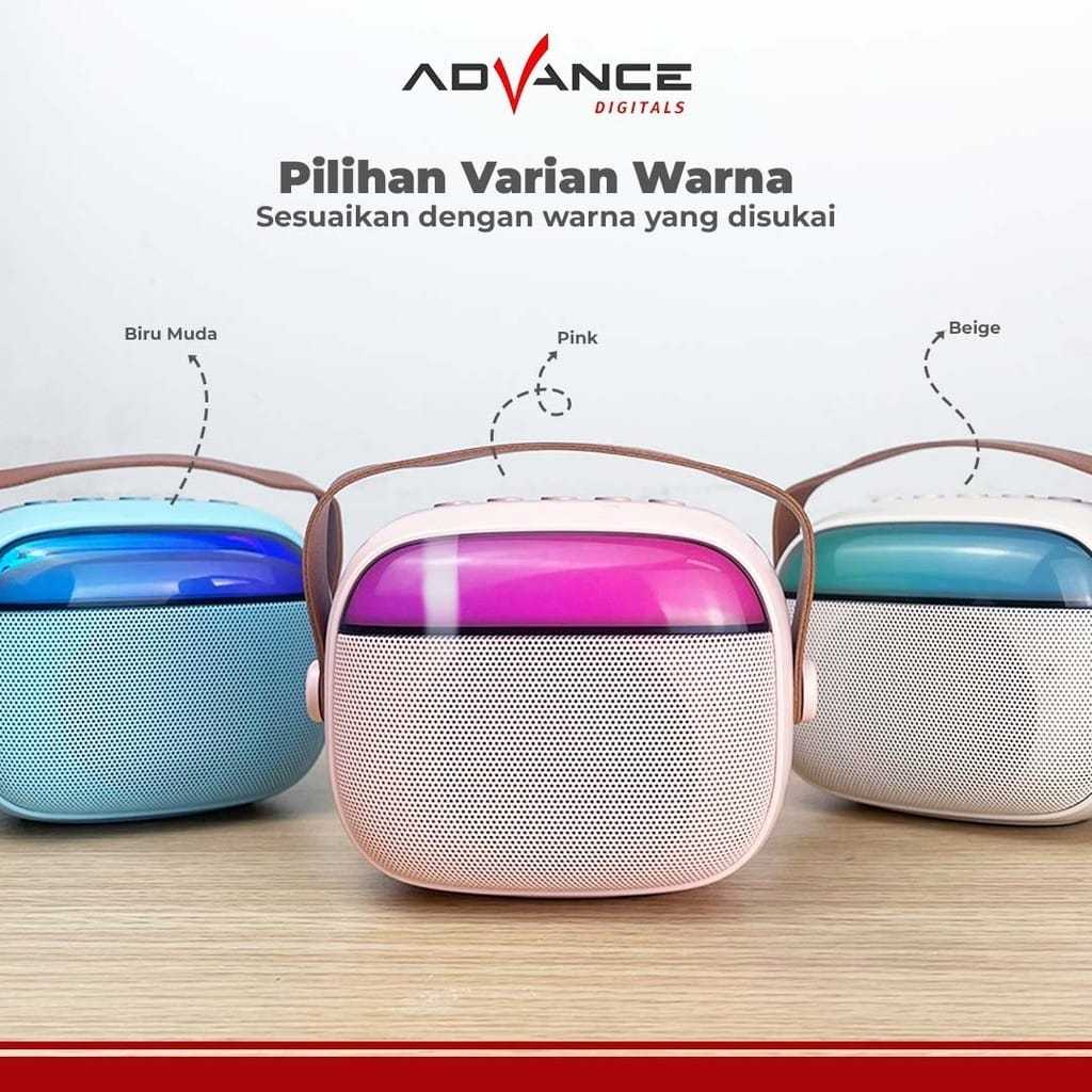 Advance V6 Mini Speaker Bluetooth Karaoke With 2 Mic RGB Hi-Fi Sound Portable Speaker Garansi Resmi
