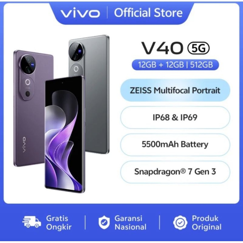 promo hp VIVO V40 5G 12+12GB /256GB TERBARU MURAH DAN TERBAGUS SE INDO PASTINYA HP ORI DAN MASIH SEG