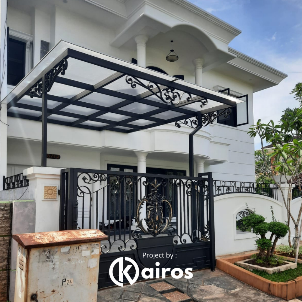 INSTALASI KANOPI BESI ATAP POLYCARBONATE TWINLITE